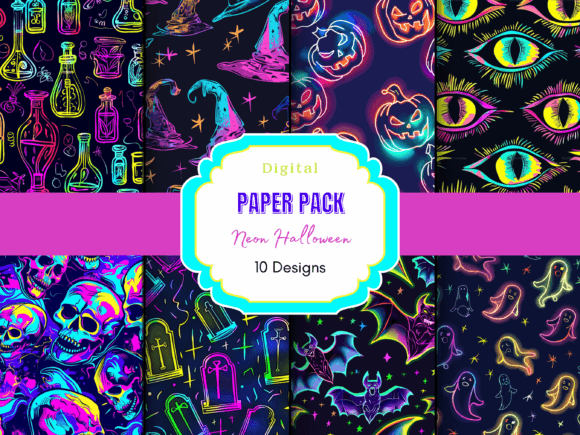 Download Neon Halloween Digital Paper - Premium Resources