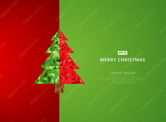 Download Card Template Christmas Tree Polygonal - Card Collection