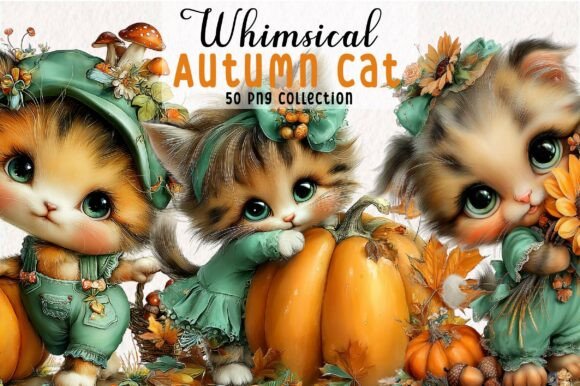 Download Whimsical Autumn Pumpkin Cat Clipart - Pumpkin cat clipart Collection