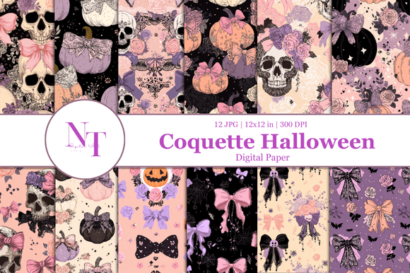 Download Coquette Halloween Digital Paper - Halloween digital Collection