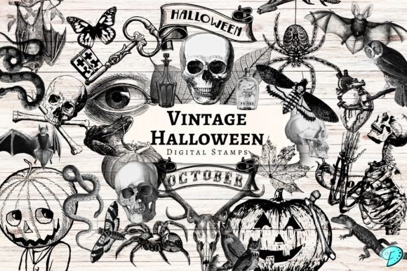 Download Vintage Halloween Digital Stamps - Premium Bundle