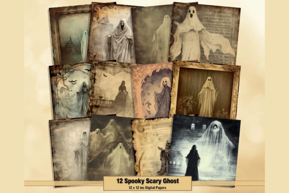 Download Spooky Ghost Halloween Digital Papers - Halloween digital Collection