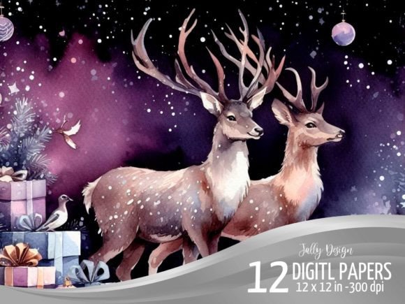 Download Reindeers at Christmas Purple Background - Premium Bundle